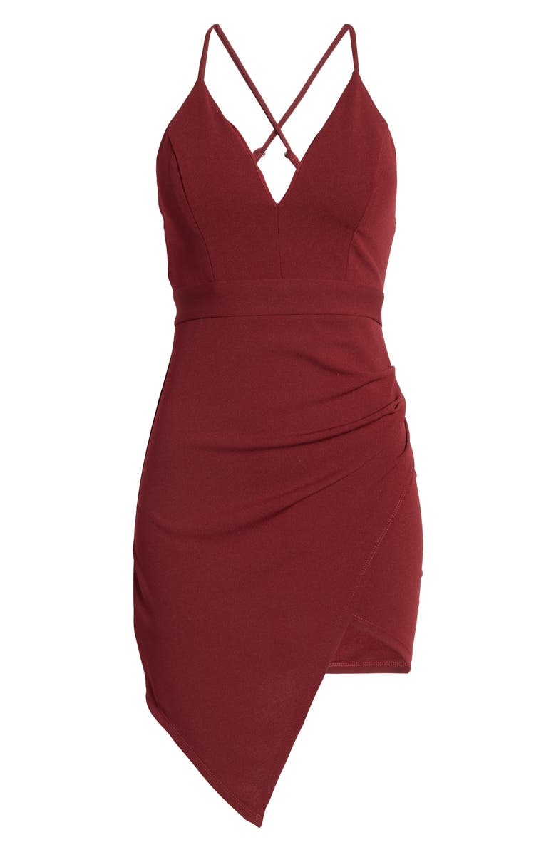 LNL Asymmetric Deep V-Neck Minidress, Alternate, color, 