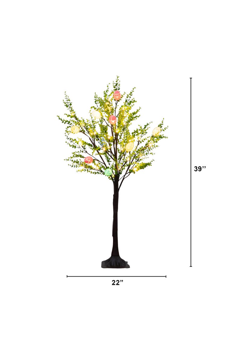 3-ft Pre-Lit Artificial Easter Egg Twig Tree with Greens and 40 Warm White LED Lights, Alternate, color, Green