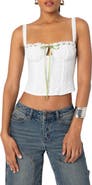 EDIKTED Garden Girl Eyelet Lace Corset Top