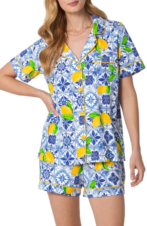 Print Stretch Organic Cotton Short Pajamas
