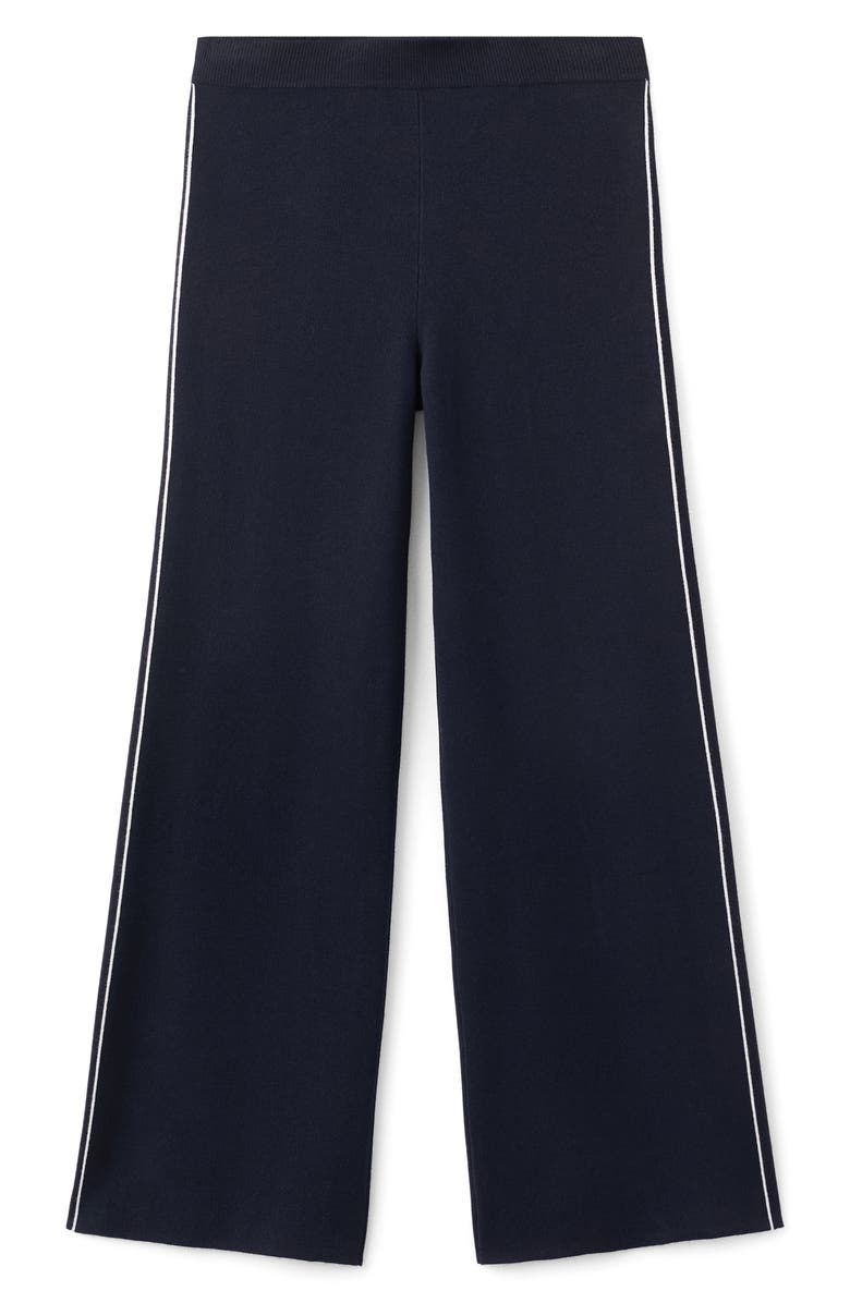 MANGO Contrast Stripe Straight Leg Pants, Alternate, color, Navy