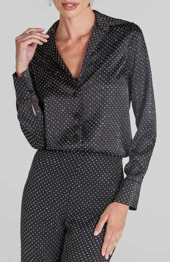 NADINE MERABI Kira Stud Satin Shirt