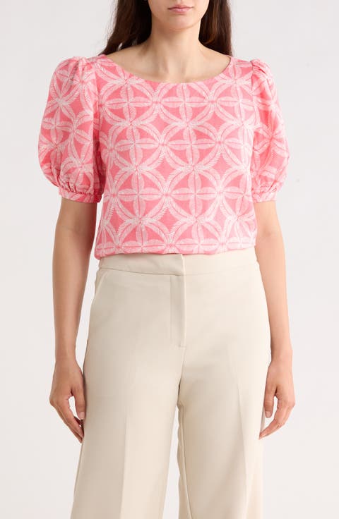 Breeze Block Beth Puff Sleeve Linen Blend Top