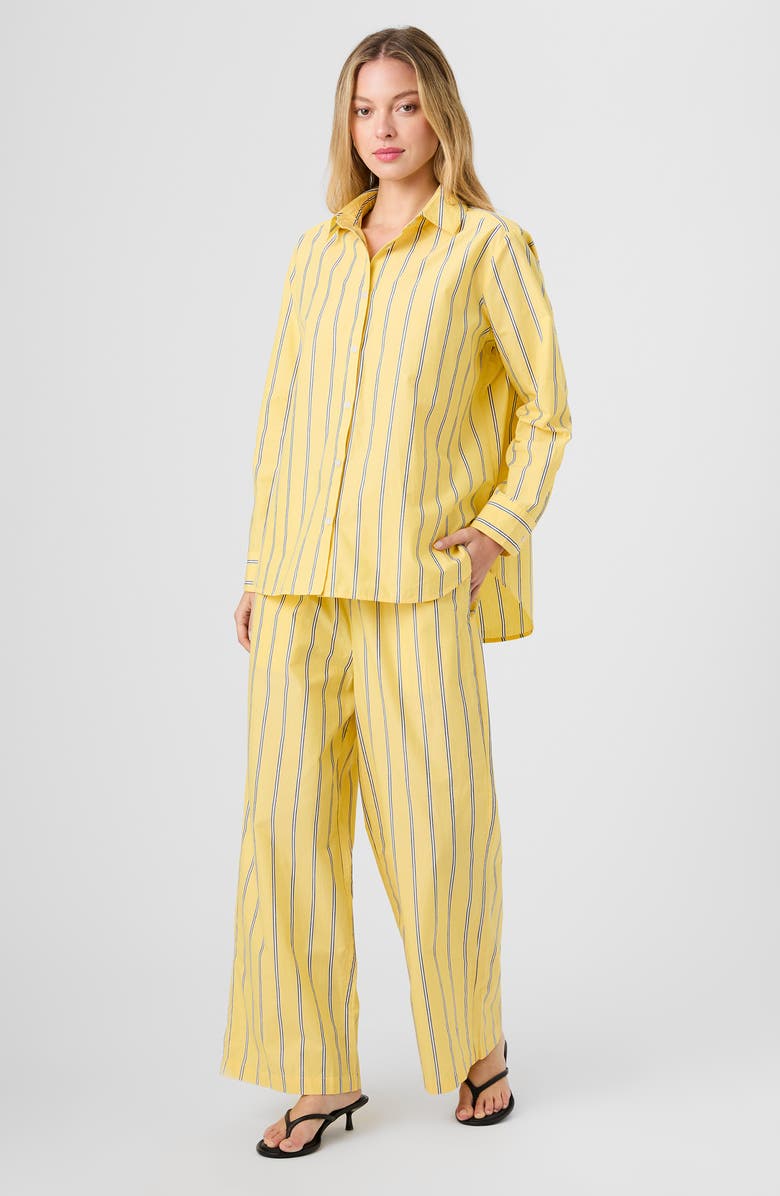 French Connection Rhodes Pop Nico Stripe Cotton Drawstring Pants, Alternate, color, Daisy Yellow Multi