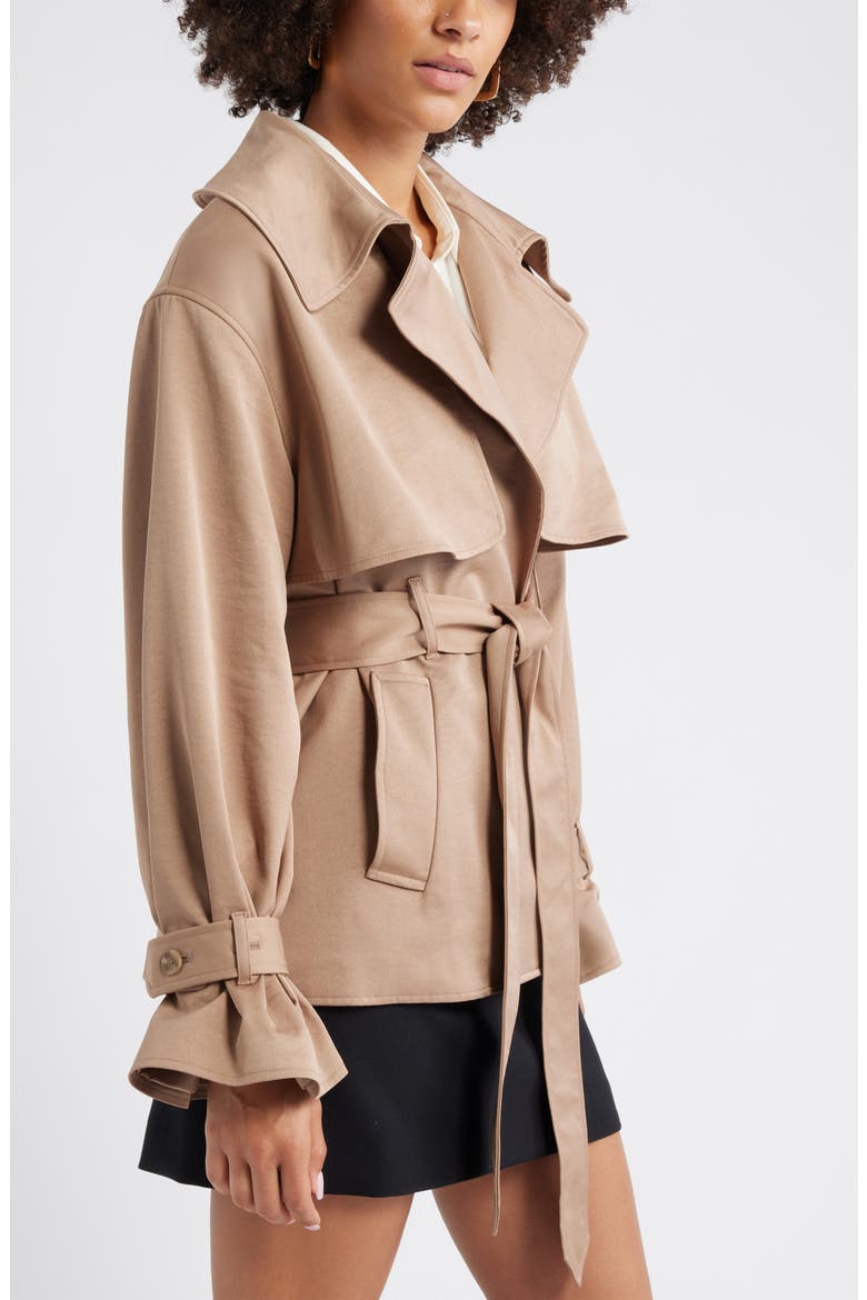 Exaggerated Crop Trench Coat, Alternate, color, TAN PORTABELLA