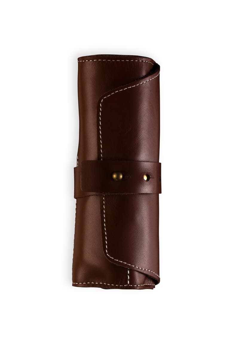 Folding Steak Knife 4 Piece Set in Leather Roll, Alternate, color, Maple