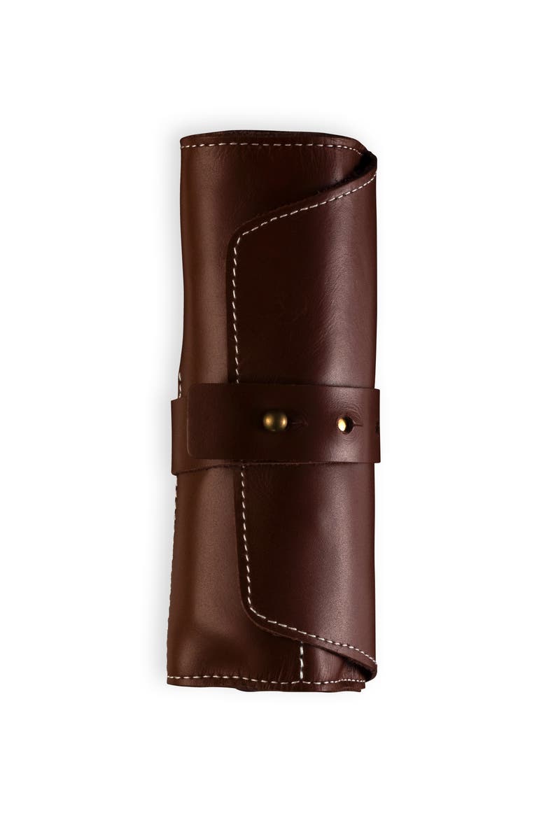 Messermeister Folding Steak Knife 4 Piece Set in Leather Roll, Alternate, color, Maple