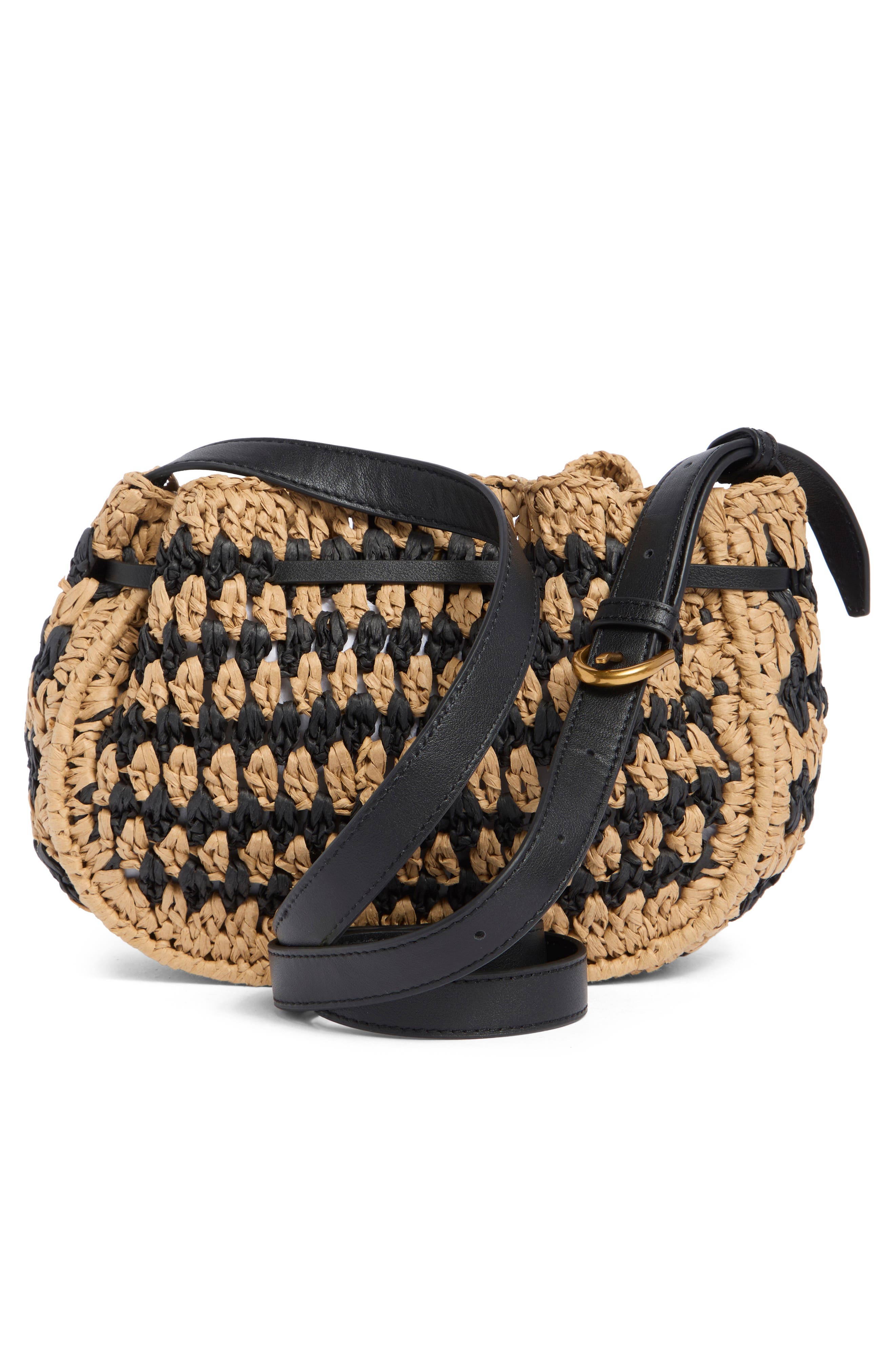 rag & bone River Raffia Crossbody Bag, Alternate, color, Black Mult