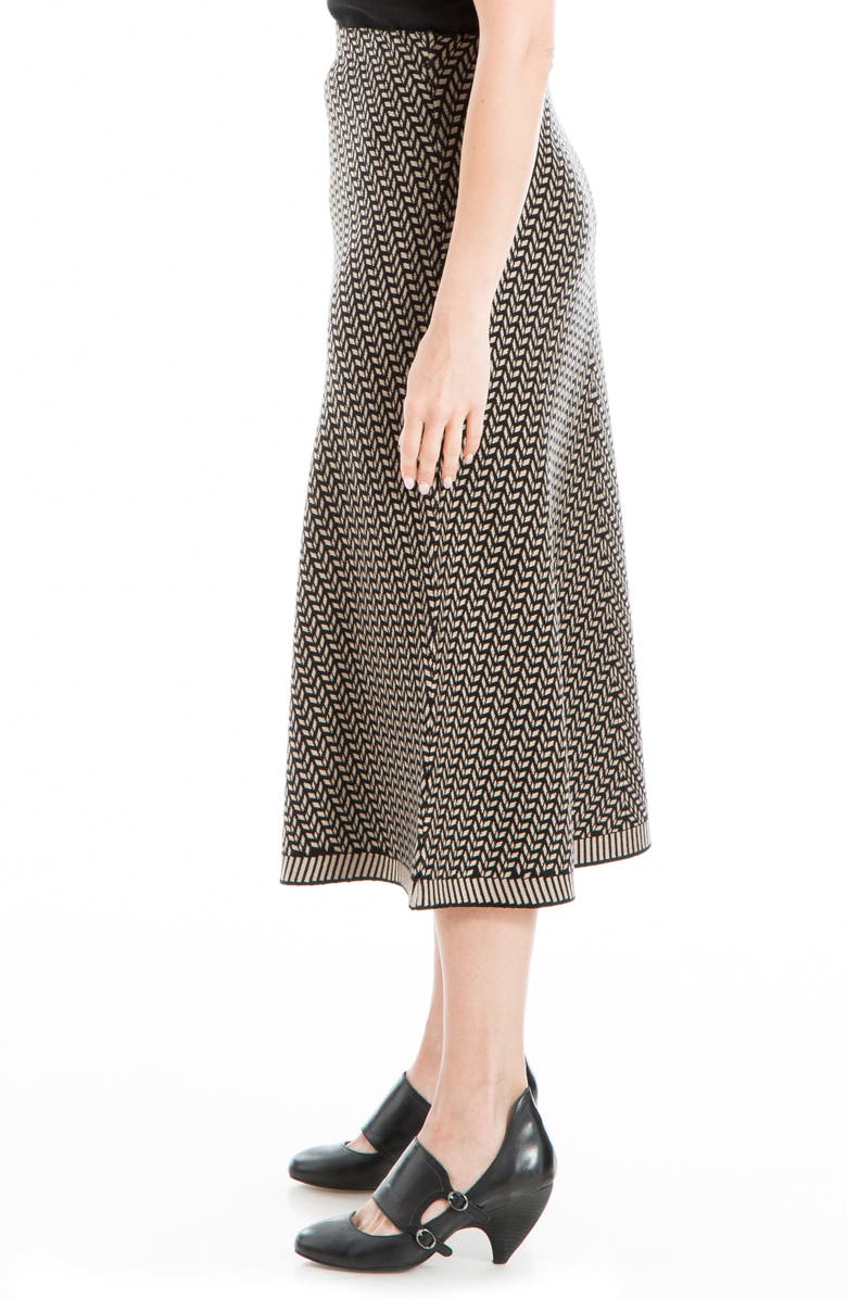 MAX STUDIO A-Line Sweater Skirt, Alternate, color, Black/ Taupe Tire Track