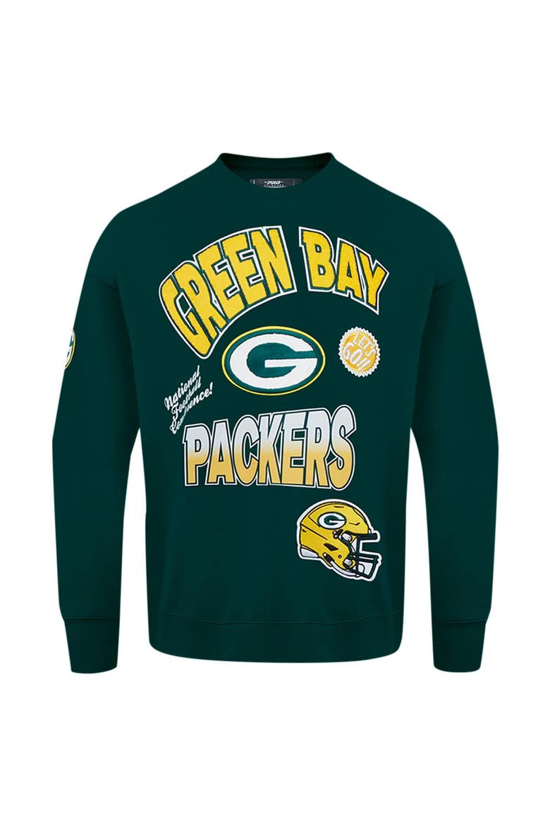 Men's Pro Standard Green Green Bay Packers Turn It Up Drop Shoulder Pullover Sweatshirt, Alternate, color, Green