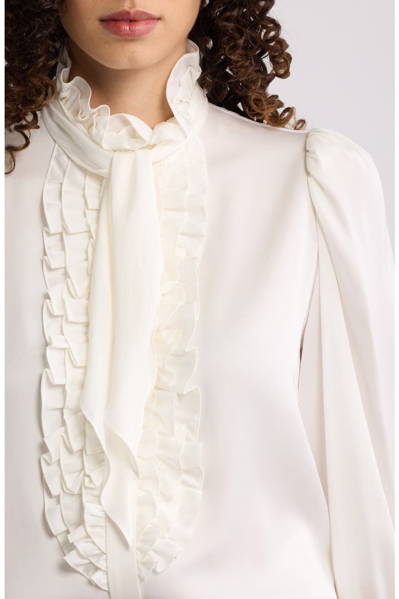North Tie Neck Silk Blend Blouse, Alternate, color, IVORY