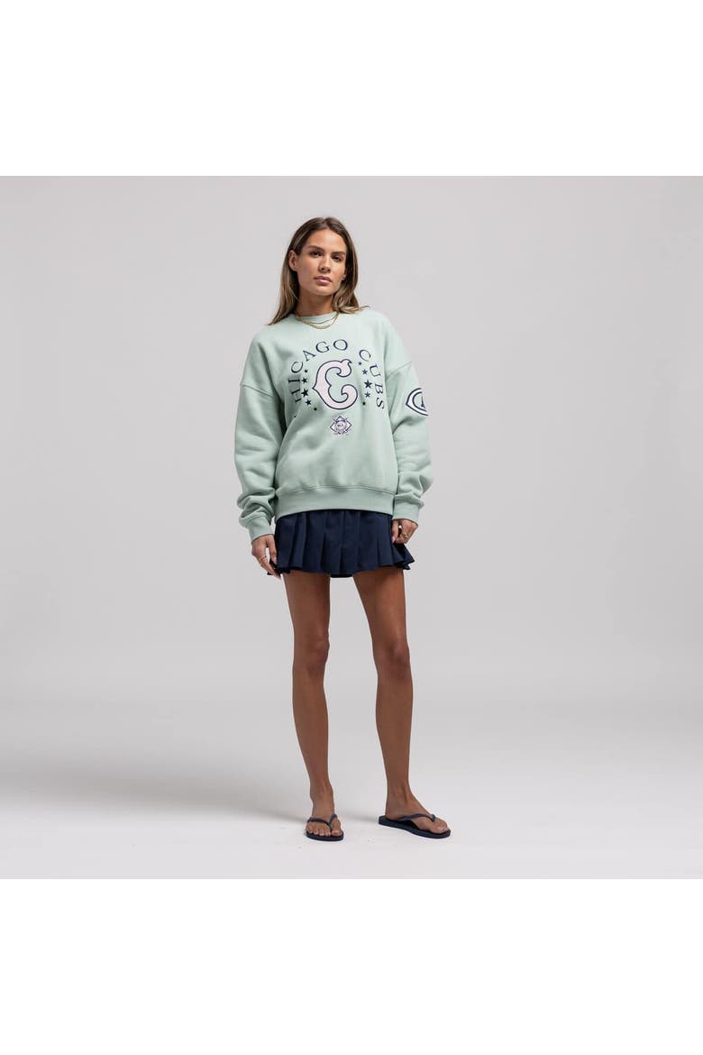Women's Mitchell & Ness  Green Chicago Cubs Yacht Rock Sweatshirt, Main, color, Green