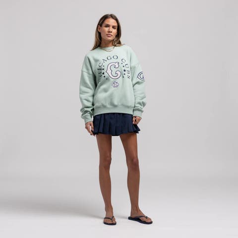 Women's Mitchell & Ness  Green Chicago Cubs Yacht Rock Sweatshirt
