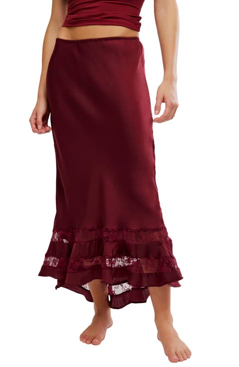 Long Lost Lover Lace Detail Satin Slip Skirt