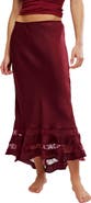 Free People Long Lost Lover Lace Detail Satin Slip Skirt
