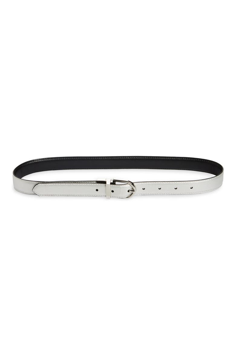 Nora Reversible Metallic Leather Belt, Alternate, color, BLACK- SILVER