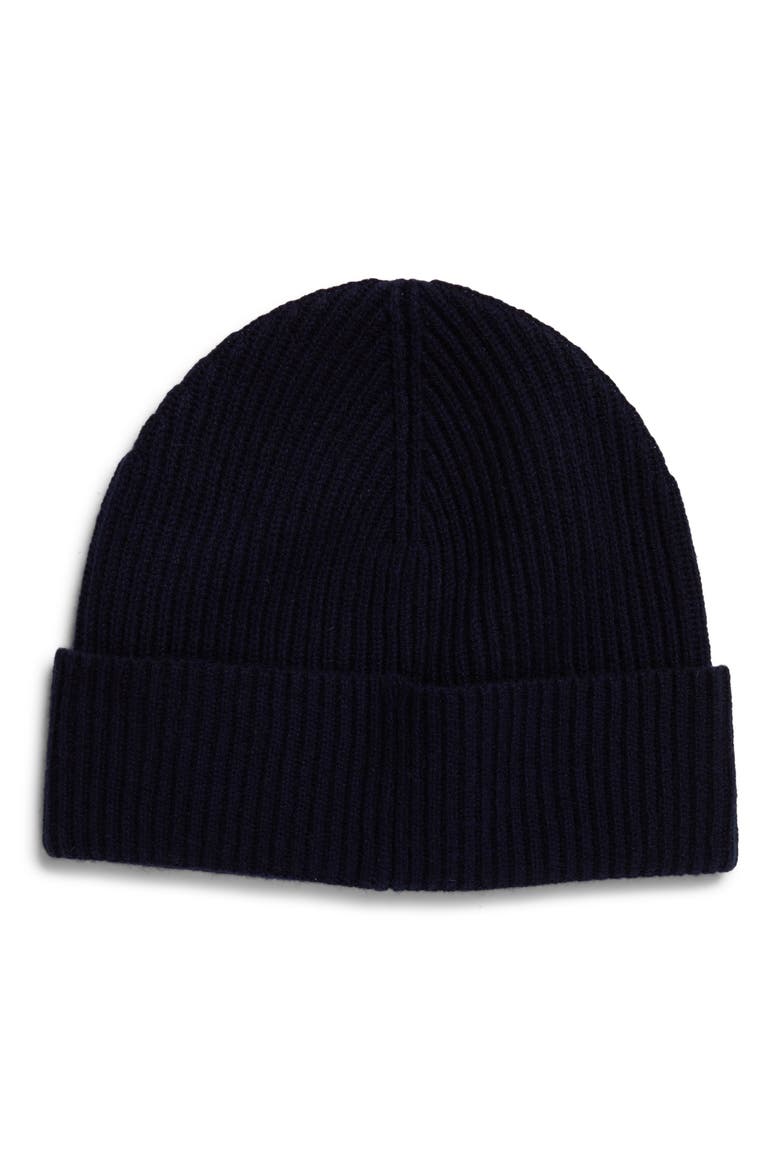 Wool & Cashmere Rib Beanie, Main, color, NAVY