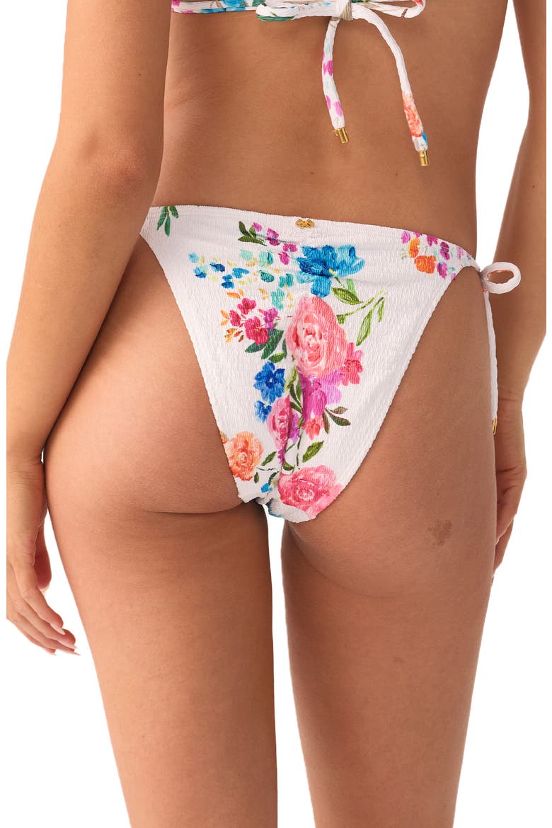 Smocked Side Tie Teeny Bikini Bottoms, Alternate, color, FLORENCIA