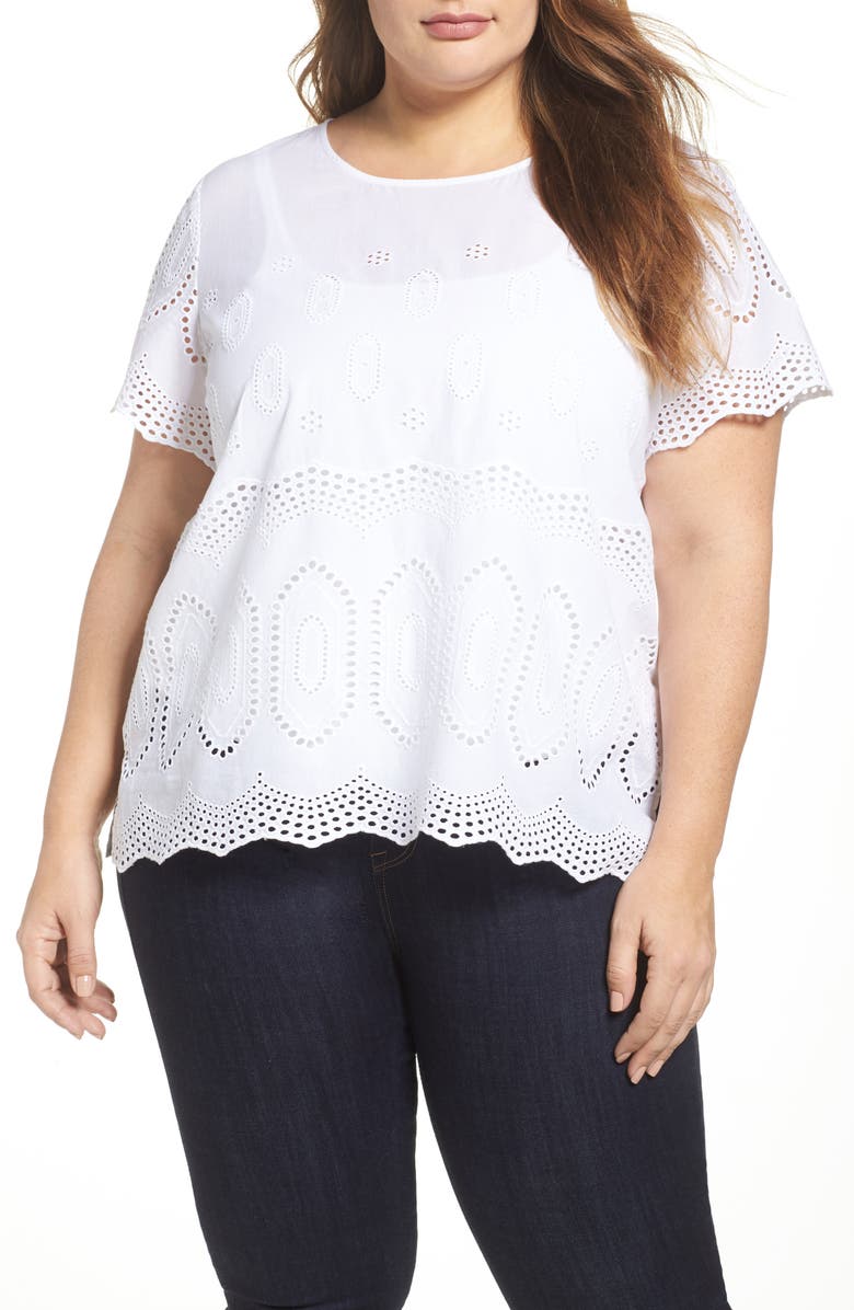 Vince Camuto Scallop Eyelet Blouse, Main, color,