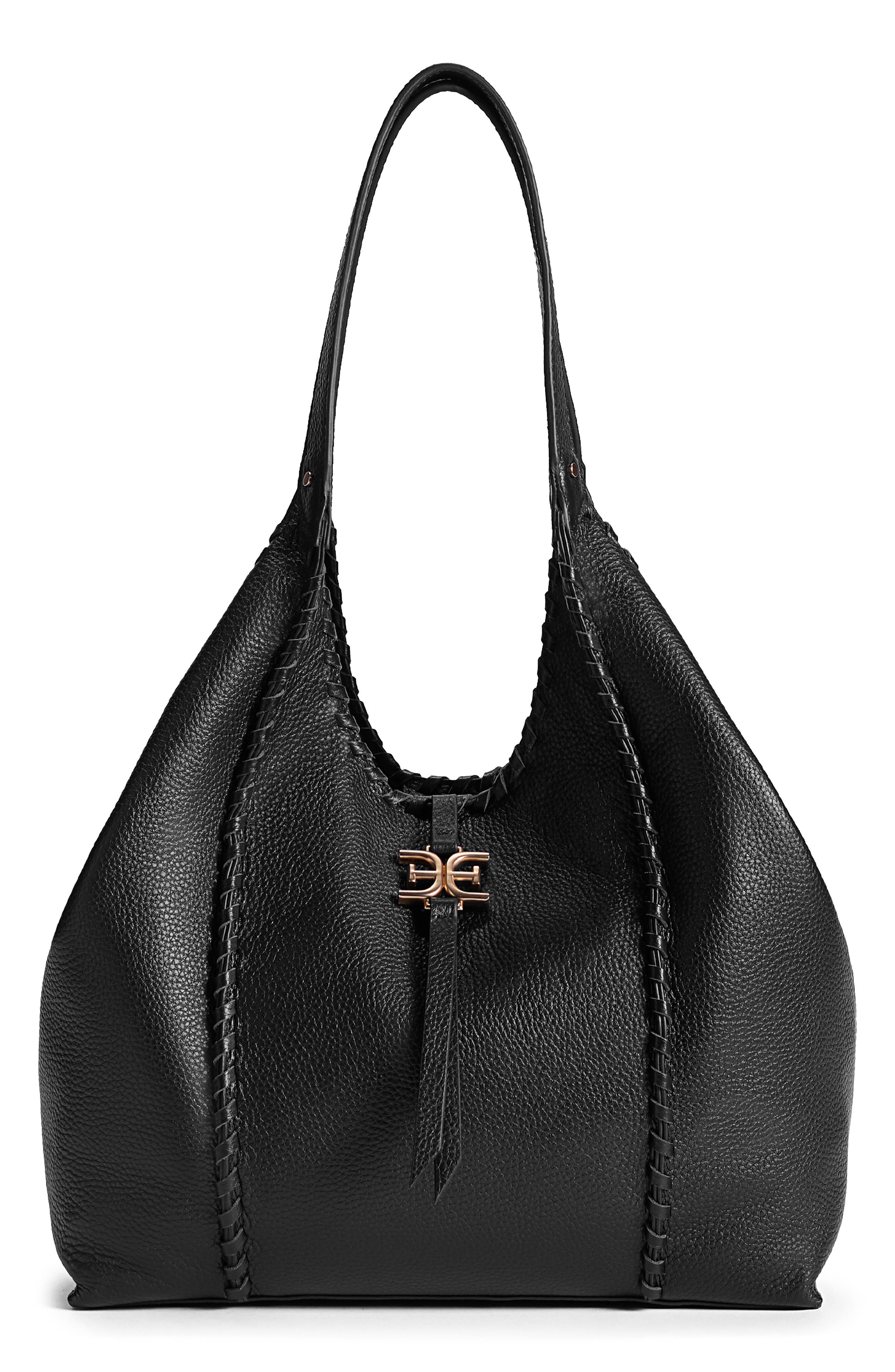 Sam Edelman Sylvia Whipstitched Expandable Tobo Bag, Alternate, color, Black