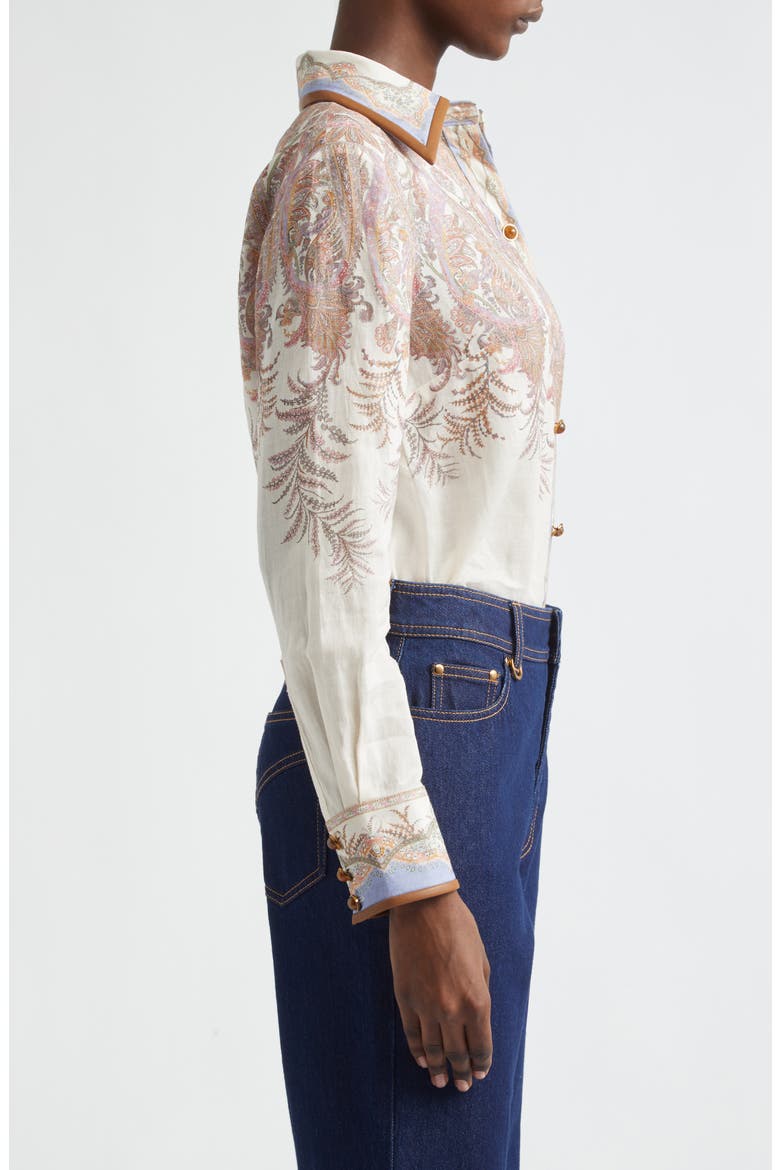 Alchemy Paisley Ramie Button-Up Shirt, Alternate, color, CREAM PAISLEY