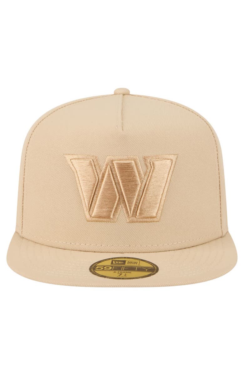 New Era Men's New Era  Light Beige Washington Commanders Color Pack A-Frame 59FIFTY Fitted Hat, Alternate, color, 