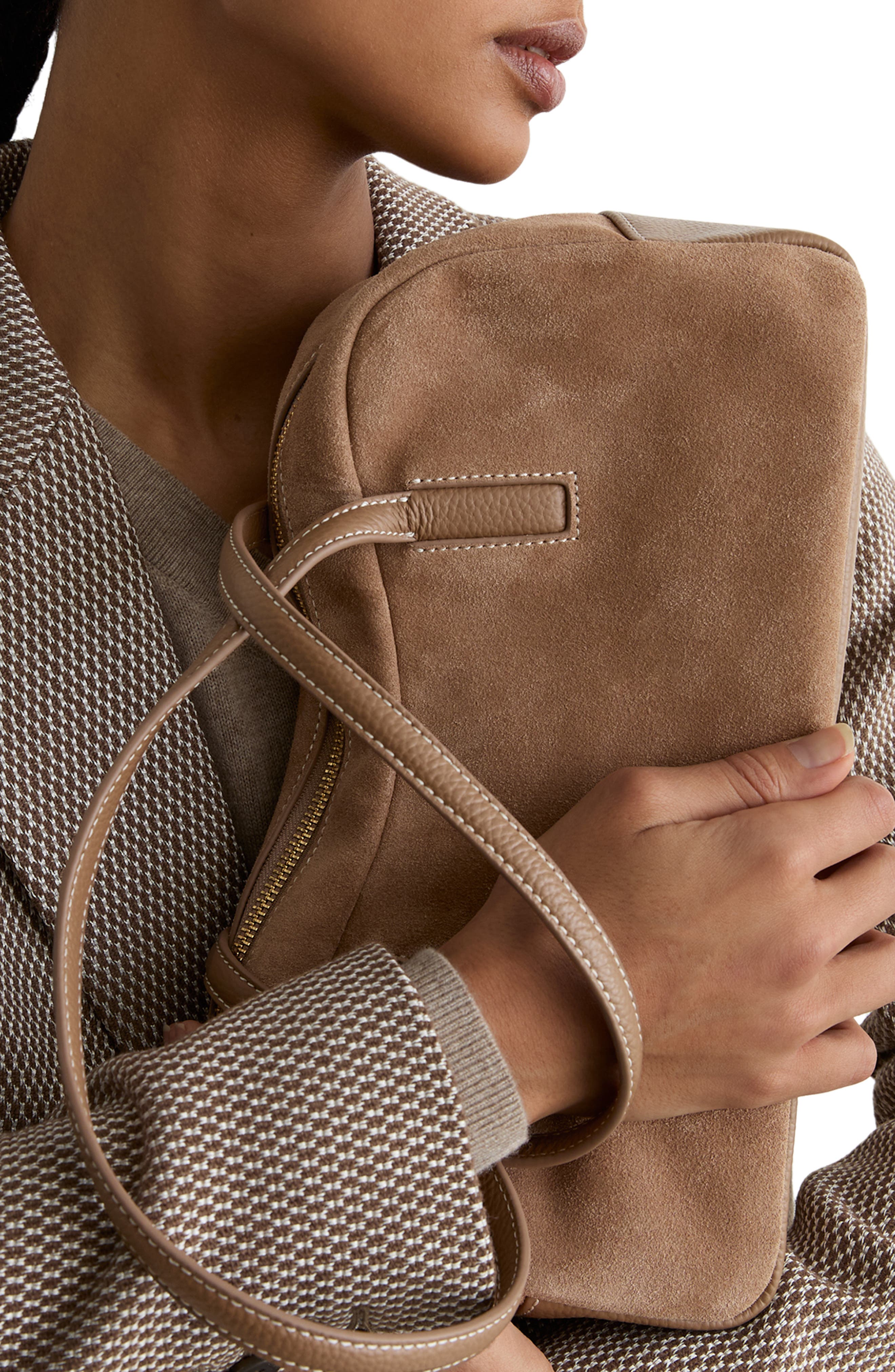 Alma Suede Bowling Bag, Alternate, color, TAUPE