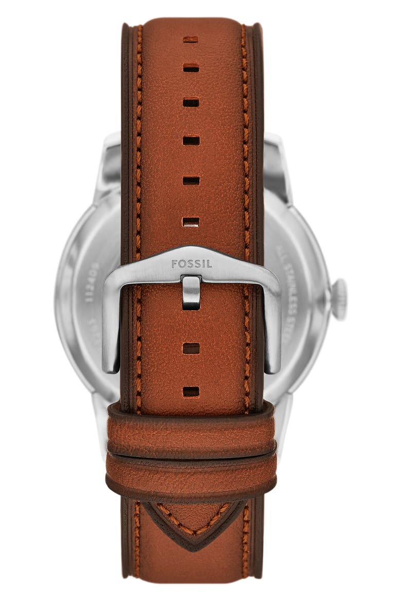 Townsman Automatic Leather Strap Watch, 44mm, Alternate, color, BROWN