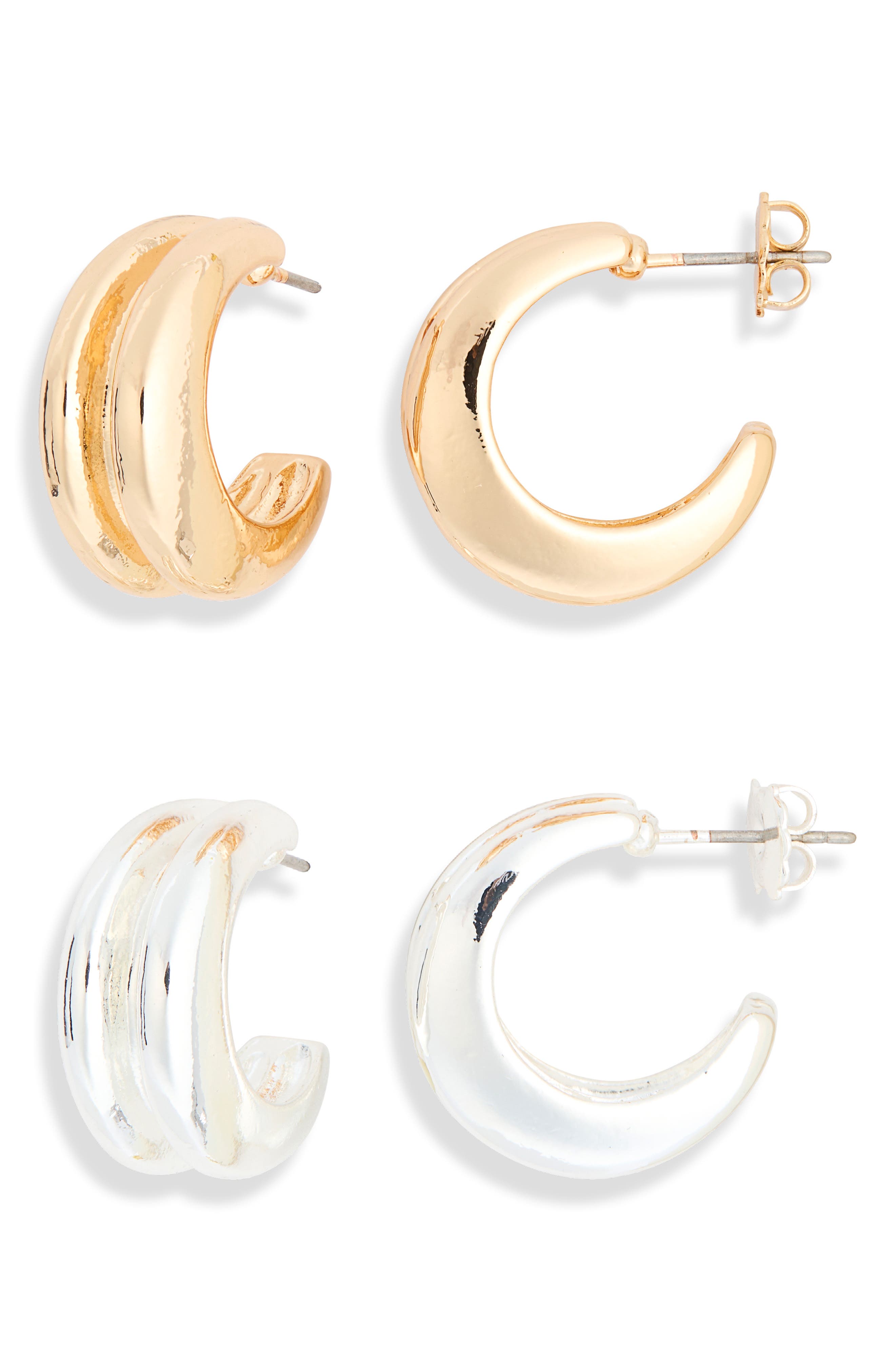 Set of 2 Ridged Hoop Earrings