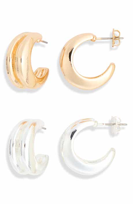 Set of 2 Ridged Hoop Earrings