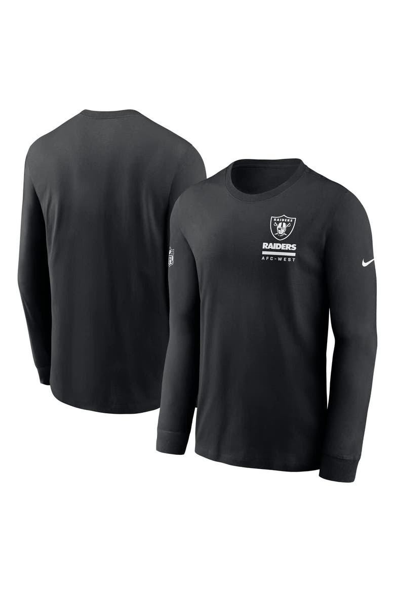Men's Nike Black Las Vegas Raiders Sideline Performance Long Sleeve T-Shirt, Main, color, Black