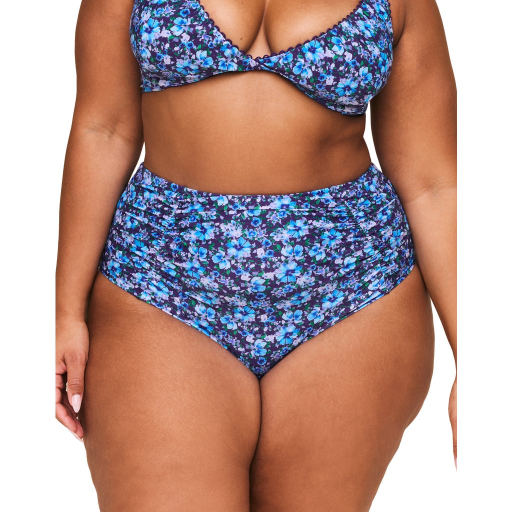 Shop Adore Me Pilar Swimwear High Waisted Bikini Bottom In Floral Purple