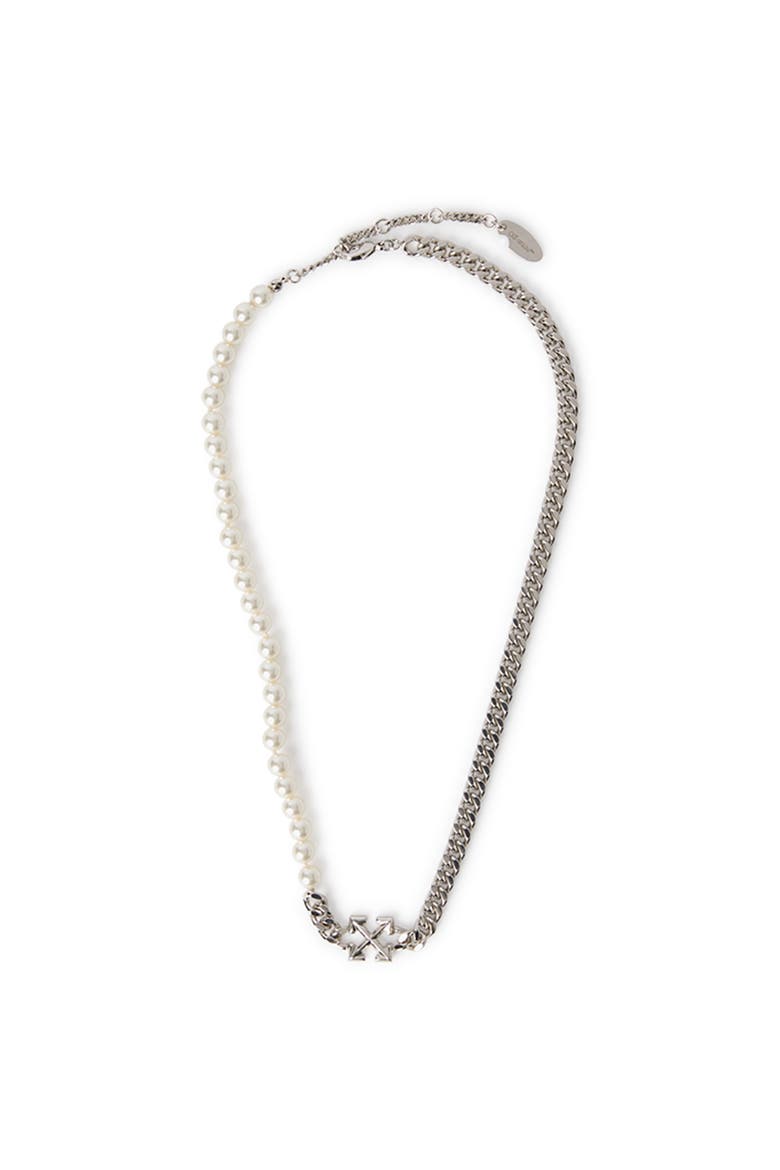 Men's Arrow Pearl Chain Neckalce, Main, color, Silver