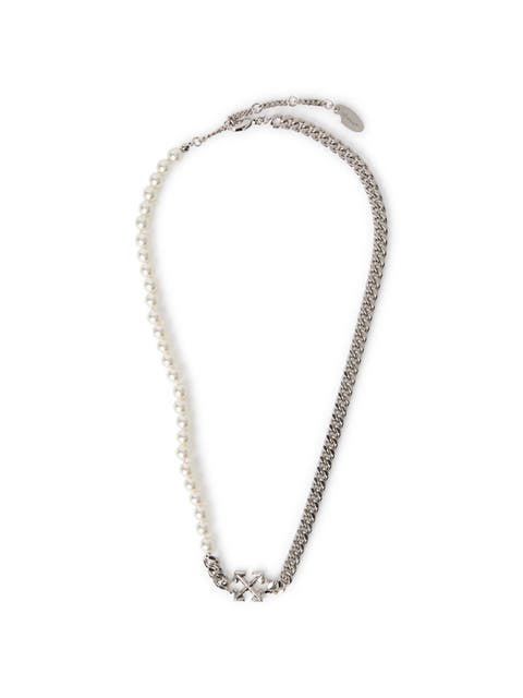 Men's Arrow Pearl Chain Neckalce