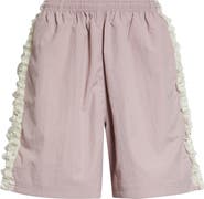 Tanner Fletcher Gender Inclusive Wilbur Ruched Lace Stripe Track Shorts