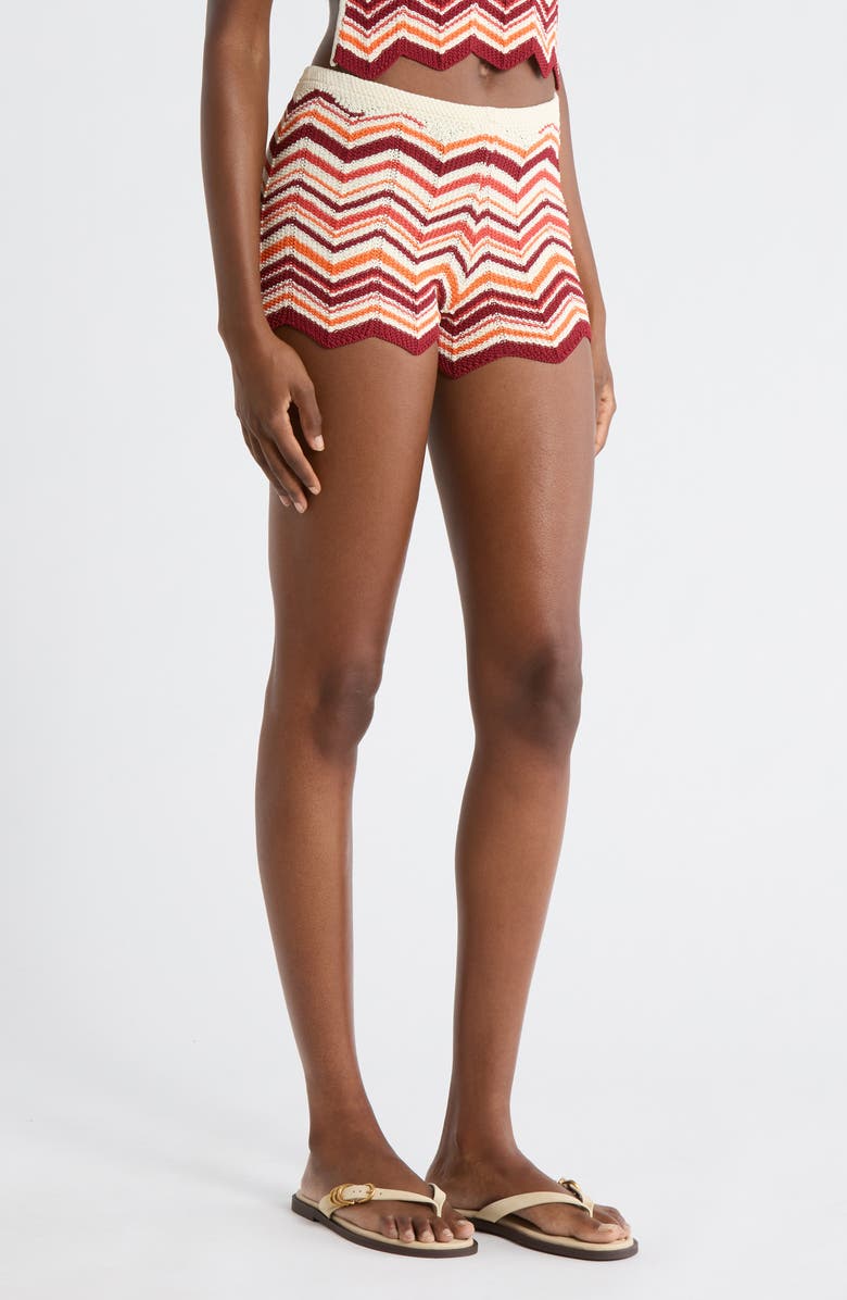 Kulani Kinis Chevron Knit Cover-Up Microshorts, Alternate, color, Toffee Twist