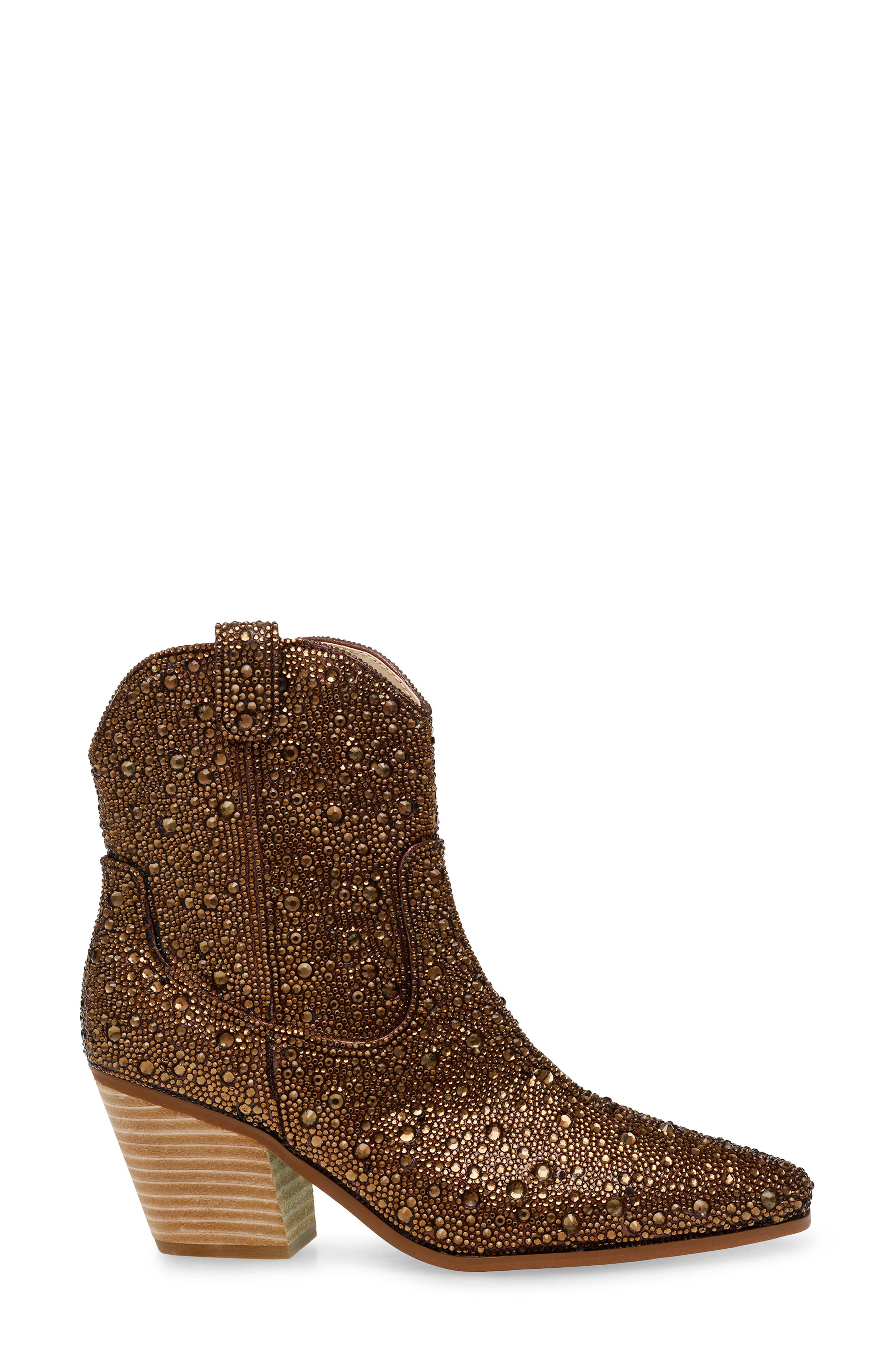 Diva Embellished Western Bootie, Alternate, color, BROWN