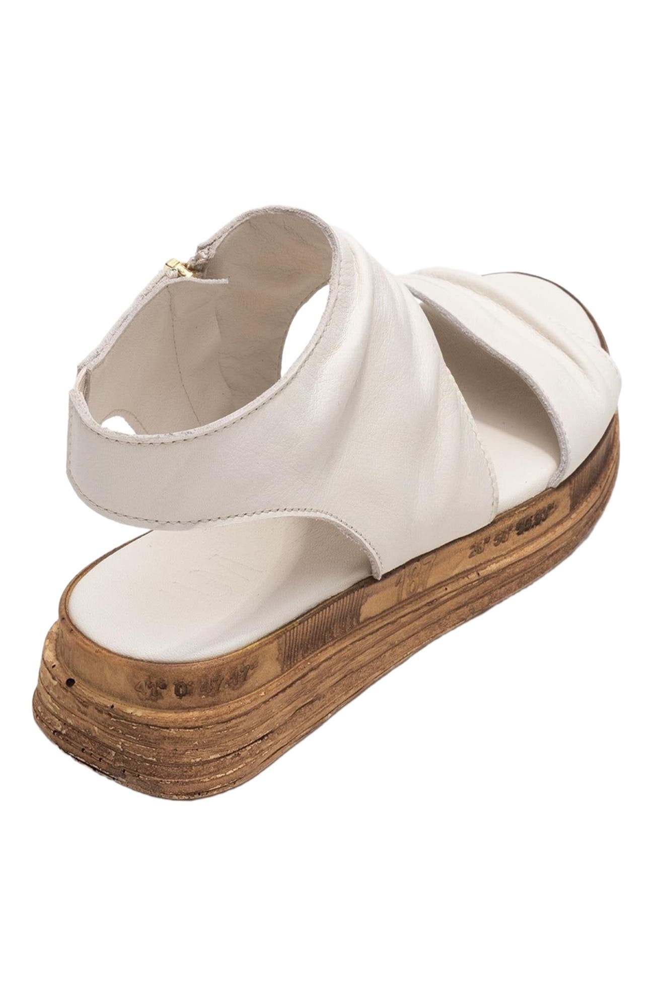 Lunas Leather Side-Zip Flat Heel Sandal, Alternate, color, Light Beige Leather