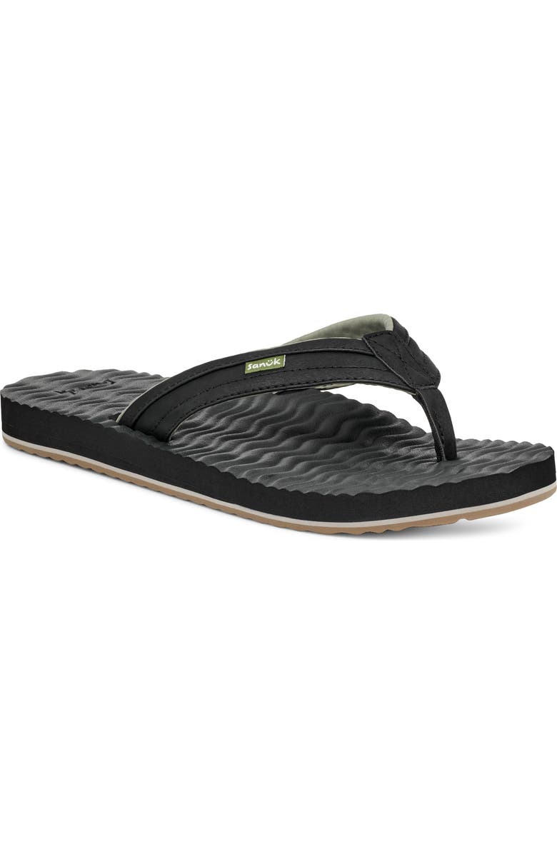 Sanuk Ziggy Plush Flip Flop, Main, color, Black