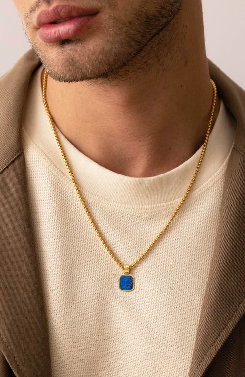 Nialaya Square Lapis Pendant Necklace In Gold