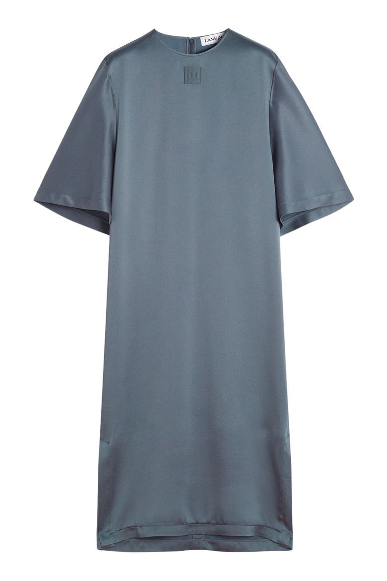 Satin T-Shirt Dress, Alternate, color, STEEL