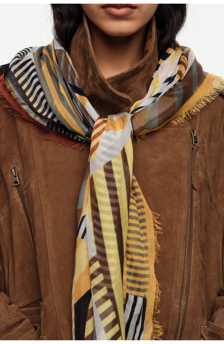 Bimba y Lola Geometric XL logo Shawl, Alternate, color, Lime