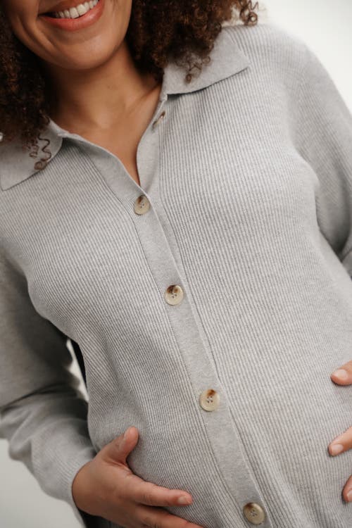 Nom Maternity Thomasine Sweater Cardigan In Gray