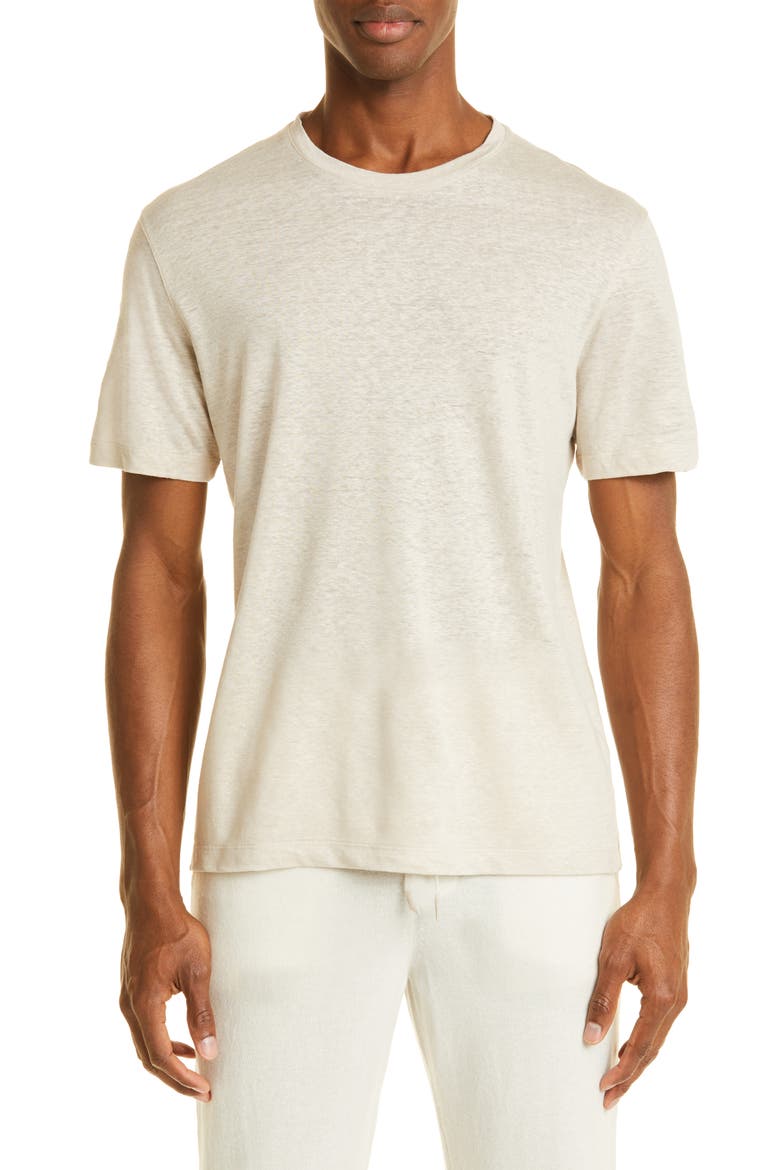 Linen T-Shirt, Main, color, LIGHT BEIGE