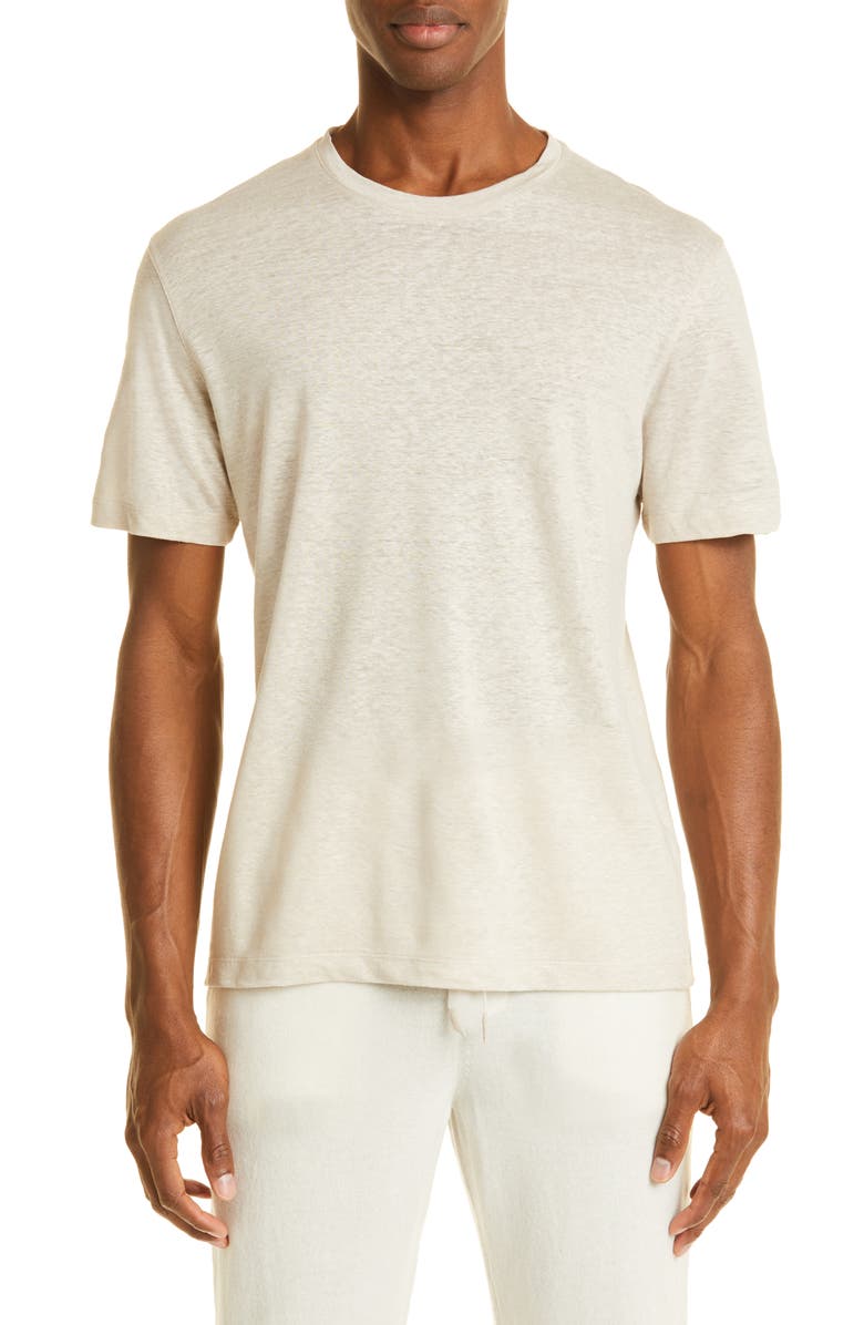 ZEGNA Linen T-Shirt, Main, color, 