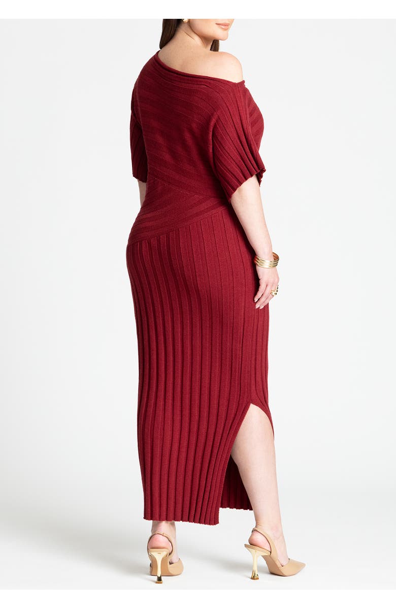 ELOQUII Mixed Directional Rib Midi Dress, Alternate, color, Syrah