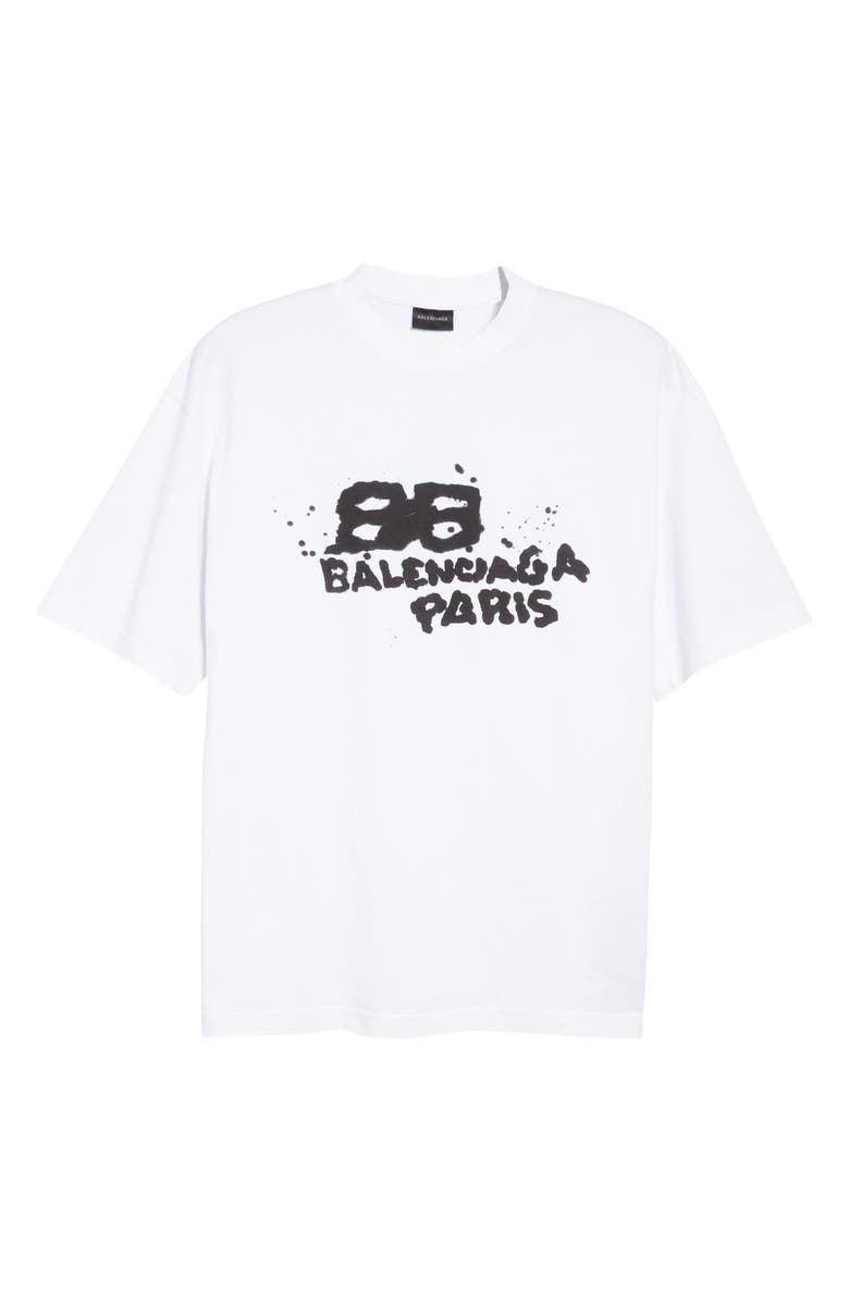 Balenciaga Dirty BB Icon Logo Stretch Cotton Graphic Tee, Alternate, color,