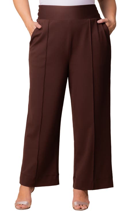 High Waist Wide Leg Ponte Pants (Plus)