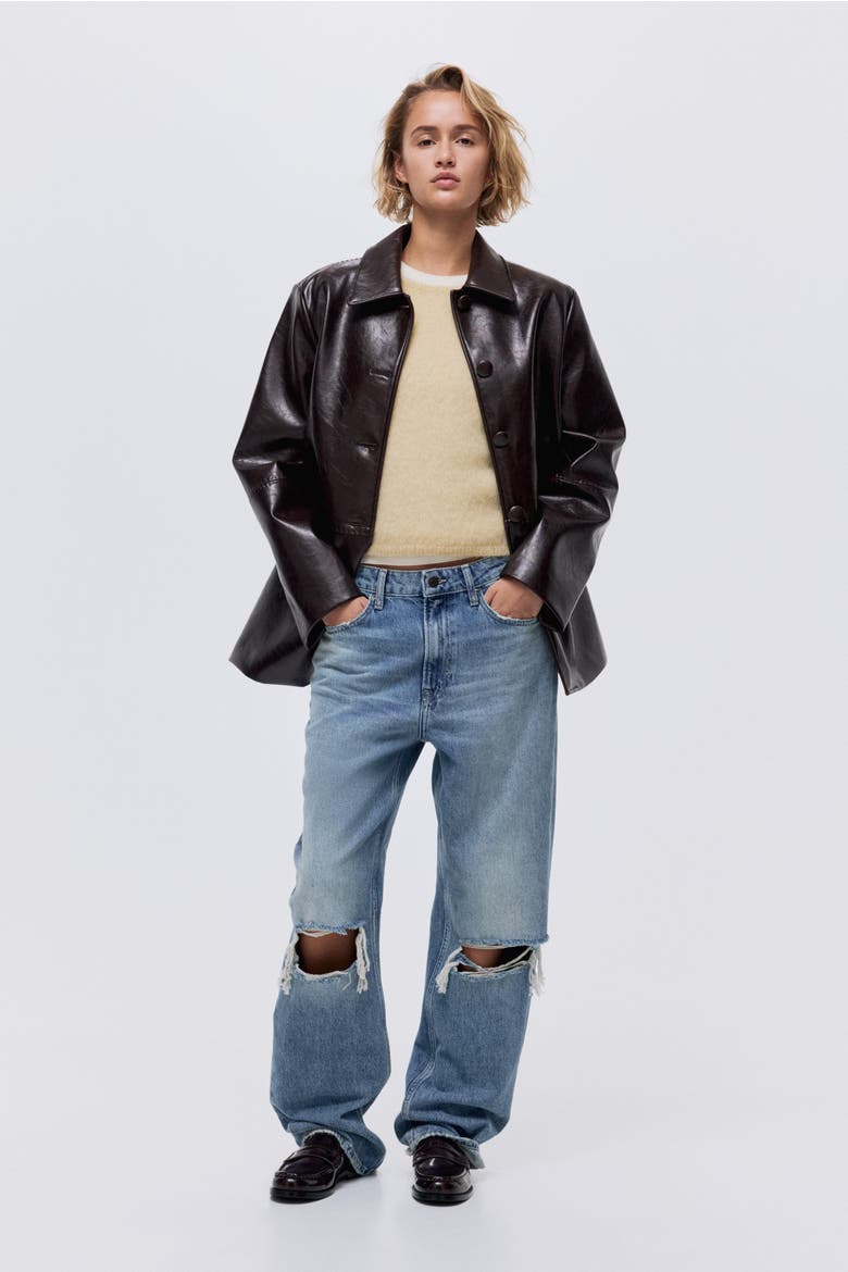 Straight High Jeans, Alternate, color, Distressed denim