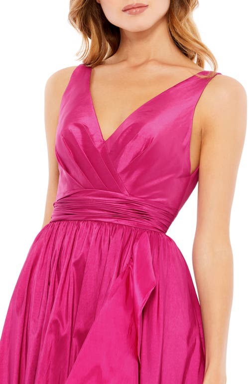 Mac Duggal Faux Wrap Tier Gown In Magenta